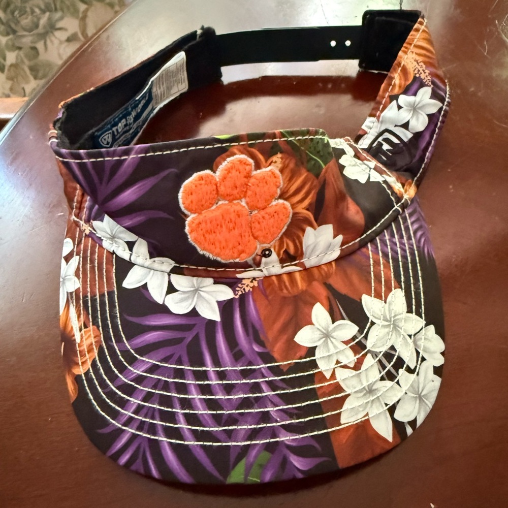 Floral Visor with Orange Clemson Paw